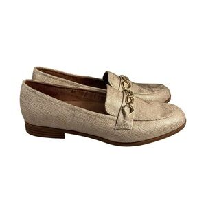 Naturalizer Mariana Womens Size 10M Bit Loafer Shoes Tan Metallic Fabric
